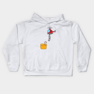 funny mouse on top of a cheese taking helicopter rope ladder Kids Hoodie